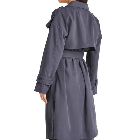 NWT SPLENDID Dane Twill Trench Coat in Ash Navy Size M - Picture 6 of 7